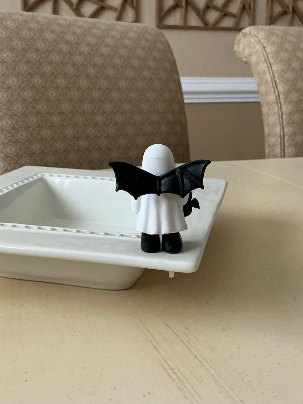Little Ghost With Bat Wings Trick or Treater Platter Decoration 🦇